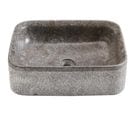 Vasque À Poser / Lavabo En Marbre Coloris Gris Aspect Pierre Mat - L. 50 X H. 15 X P. 38 Cm