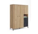 Armoire Coloris Chêne Doré / Imitation Marbre - Hauteur 200 X Longueur 150 X Profondeur 55 Cm