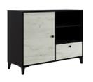 Buffet En Mélamine Coloris Noir Et Blanc - Longueur 110 X Profondeur 40 X Hauteur 83 Cm