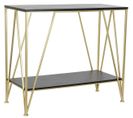 Console Table En Bois Coloris Noir Et Métal Doré - Longueur 81.5 X Profondeur 36 X Hauteur 71.5 Cm