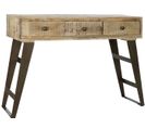 Console Table En Métal Noir Et Bois De Manguier Coloris Naturel - L. 130 X P. 40 X H. 89 Cm