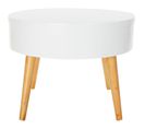 Table Basse En Mdf Coloris Blanc Et Naturel - Diamètre 60 X Hauteur 45 Cm