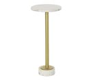 Table D'appoint En Métal Et Marbre Coloris Doré /blanc - Diamètre 27 X Hauteur 62 Cm