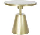 Table D'appoint En Marbre Et Fer Coloris Blanc Doré - Diamètre 60 X Hauteur 58 Cm