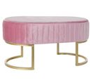 Banquette En Métal Et Velours Rose - Longueur 90 X Profondeur 50 X Hauteur 45 Cm