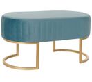 Banquette En Métal Et Velours Bleu - Longueur 90 X Profondeur 50 X Hauteur 45 Cm