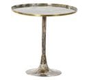 Table D'appoint Ronde En Imitation Marbre Et Aluminium Coloris Marron Doré - D. 51 X H. 51 Cm