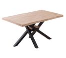 Table À Manger Rectangulaire En Bois Coloris Chêne Nordique Pieds Noir - L. 150 X P. 90 X H. 76 Cm