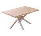 Table À Manger Rectangulaire En Bois Coloris Chêne Nordique Pieds Blanc - L. 150 X P. 90 X H. 76 Cm