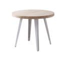 Table À Manger Ronde Extensible En Bois Coloris Chêne Nordique Pieds Blanc - D. 100-180 X H. 76 Cm