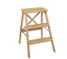 Marchepieds En Bois Coloris Naturel - Longueur 50 X Profondeur 43,5 X Hauteur 63,5 Cm