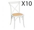 Lot De 10 Chaises En Bois De Hêtre Coloris Blanc - Longueur 48 X Profondeur 54 X Hauteur 88 Cm