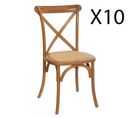 Lot De 10 Chaises En Bois De Chêne Coloris Naturel - Longueur 48 X Profondeur 54 X Hauteur 88 Cm