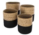 Lot De 4 Paniers En Jute Bicolore Coloris Beige Et Noir