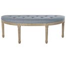 Banquette En Velours Et Bois De Caoutchouc Coloris Gris / Naturel - L. 125 X P. 43 X H. 48 Cm