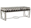 Banquette En Cuir Coloris Blanc Et Pieds En Acier - Longueur 122 X Profondeur 41 X Hauteur 44 Cm