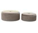 Set De 2 Repose-pieds Coffres Gris Clair En Velours