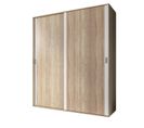 Armoire, Placard Garde-robe 2 Portes Coloris Chêne Cambrian, Blanc - L. 180 X P. 55 X H. 208 Cm