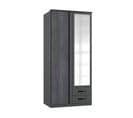 Armoire, Meuble De Rangement Coloris Graphite, Rechampis Noir -  l. 91 X H. 199 X P. 58 Cm 