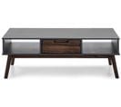 Table Basse En Pin Ciré Gris Anthracite/marron Avec Rangements - L. 110 X P. 55 X H. 40 Cm