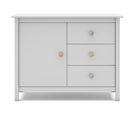 Commode, Meuble De Rangement Avec 3 Tiroirs En Pin Coloris Blanc - L.  90 X P. 40  X H. 80 Cm