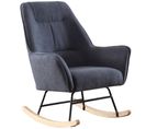 Fauteuil À Bascule, Chaise Berçante En Tissu Gris Avec Pieds En Bois De Hêtre