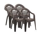 Lot De 4 Chaises De Jardin Empilables En Résine Coloris Marron - L. 58 X P. 54 X H. 86 Cm