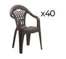 Lot De 40 Chaises De Jardin Empilables En Résine Coloris Marron - L. 58 X P. 54 X H. 86 Cm