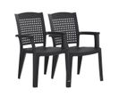 Lot De 2 Chaises De Jardin Empilables En Résine Coloris Gris - L. 59 X P. 60 X H. 87 Cm