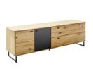 Meuble TV En Bois Coloris Chêne Sauvage Huilé - Longueur  209 X Hauteur 68 X Profondeur 50 Cm