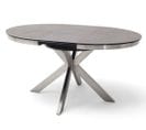 Table À Manger,  Table De Repas Ronde Extensible Coloris Anthracite, Pieds En Acier Brossé