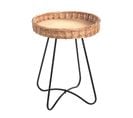 Table D'appoint Coloris Naturel Et Métal Noir  - Diamètre 41 X Hauteur 51 Cm