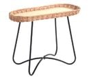 Table D'appoint Coloris Naturel Et Métal Noir  - Longueur 70 X Profondeur 33 X Hauteur 55 Cm