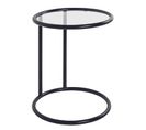 Table D'appoint En Verre Trempé, Métal Coloris Noir - Diamètre 45 X Hauteur 55 Cm