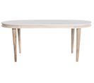 Table À Manger, Table Repas Ovale En Bois Massif Coloris Blanc - L. 180 X P. 90 X H. 76 Cm