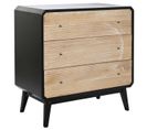 Commode, Meuble De Rangement En Bois Coloris Naturel, Noir - L. 80 X P. 40 X H. 79,5 Cm