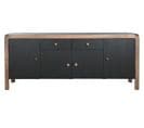 Buffet, Meuble De Rangement En Bois Coloris Naturel, Noir -  L. 177  X P. 38 X H. 75 Cm