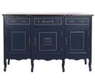 Buffet, Meuble De Rangement En Bois De Paulownia Coloris Bleu Azul- L. 120 X P.  48 X H. 90 Cm