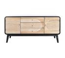 Meuble TV En Bois Coloris Naturel, Noir - L. 120 X P. 50 X H. 58 Cm