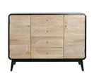 Buffet, Meuble De Rangement En Bois Coloris Naturel, Noir - L. 120 X P. 40 X H. 90,50 Cm