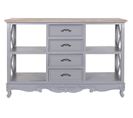 Buffet, Meuble De Rangement En Bois  De Paulownia Et Mdf Coloris Gris , Naturel