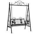 Banc De Jardin En Métal Avec Balançoire Coloris Noir Vieilli  - L. 146 X P. 86 X H. 212  Cm