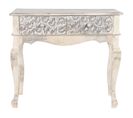 Table Console En  Bois Coloris Naturel Et Blanc - Longueur 91 X Profondeur 42 X Hauteur 81 Cm