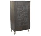 Armoire De Rangement En Bois Sculpté Coloris Marron Foncé Et Pied En Métal Doré