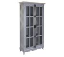 Vitrine, Armoire Vaisselier En Bois De Paulownia/verre Coloris Gris Clair