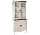 Vitrine, Armoire Vaisselier En Bois De Paulownia/verre Coloris Blanc/marron