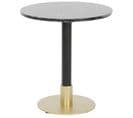 Table D'appoint Ronde En Métal Doré Et Marbre Noir - Diamètre 45 X Hauteur 51 Cm