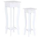 Set De 2 Table D'appoint En Bois Mdf Coloris Blanc - L. 30/24 X P. 30/24 X H. 76.5/62 Cm