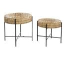 Set De 2 Table D'appoint En Bambou Naturel Et Métal Noir - Diamètre 64/54 X Hauteur 48.5/40.5 Cm