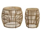 Set De 2 Table Basse En Bambou Naturel - Diamètre 70 X Hauteur 50 Cm